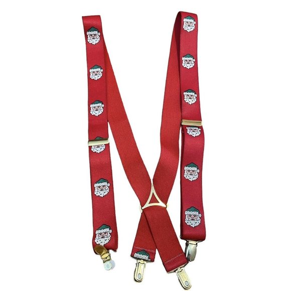Christmas Holiday Party Red Santa Suspenders West Germany - Picture 1 of 4